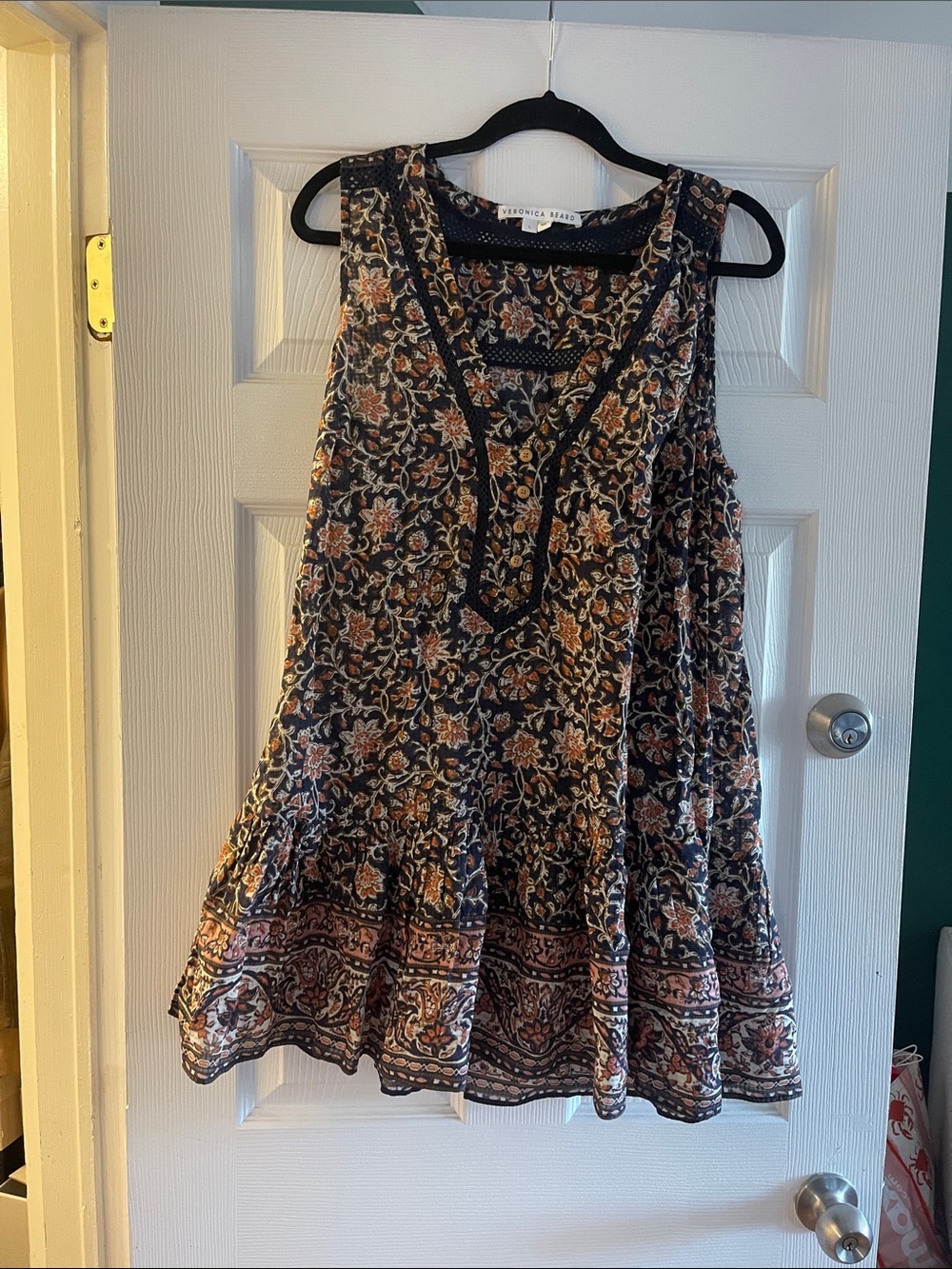 Veronica Beard Navy Floral Sleeveless dress